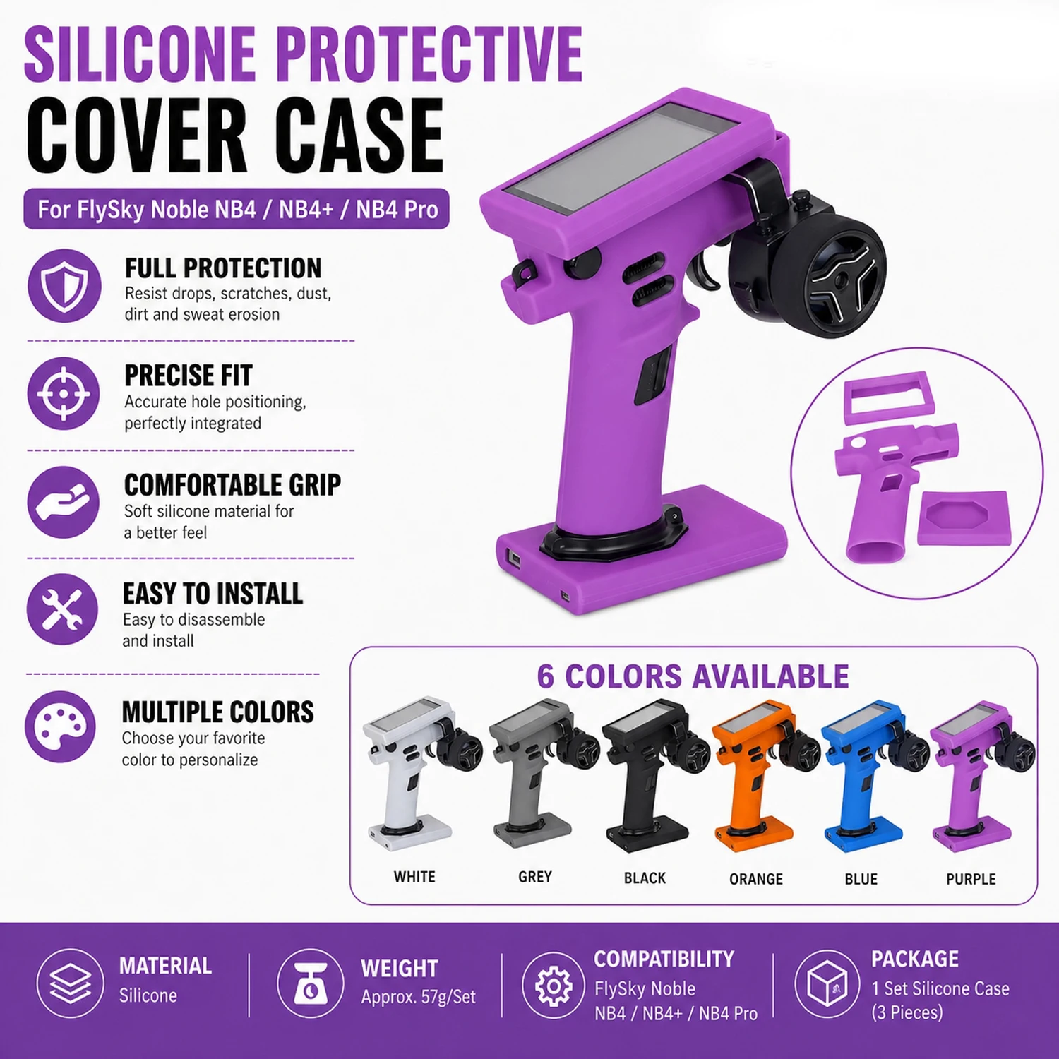 Silicone Protective Cover Case For FlySky Noble NB4 /NB4+ /NB4 Pro Transmitter 1/10 RC Crawler Car Remote Control Upgrade Parts