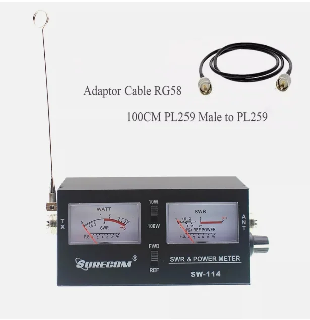 SW-114 3-in-1 SWR RF Power Field Strength Meter 27-30MHz 10W 100W CB Radio Analog Tester