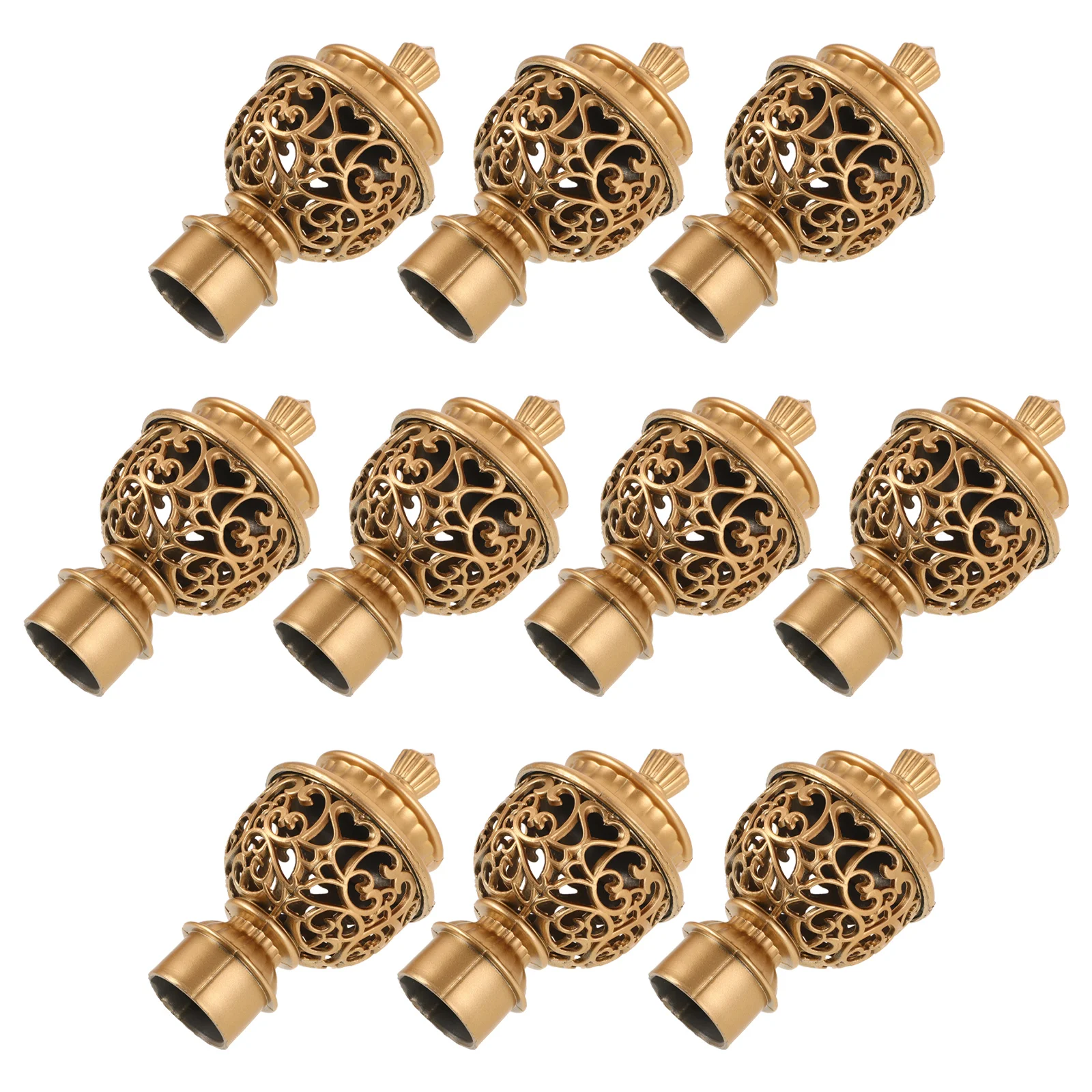 10 Pcs Black Out Curtains Rod Accessories Window Pole End Fitting Drapery Finials Plug Final Golden Head Decorative