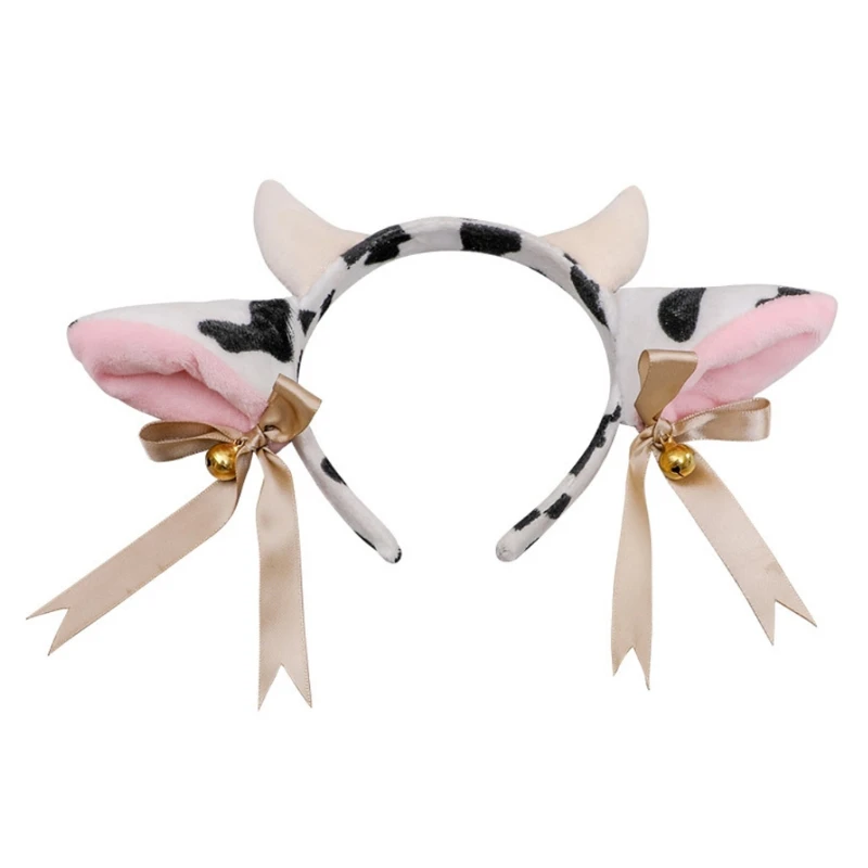 Great Milk Cow Ears Hair Clip Cartoon Role Playing for Head Loop Headgear Hairpin Themed Parties Headdress D5QB