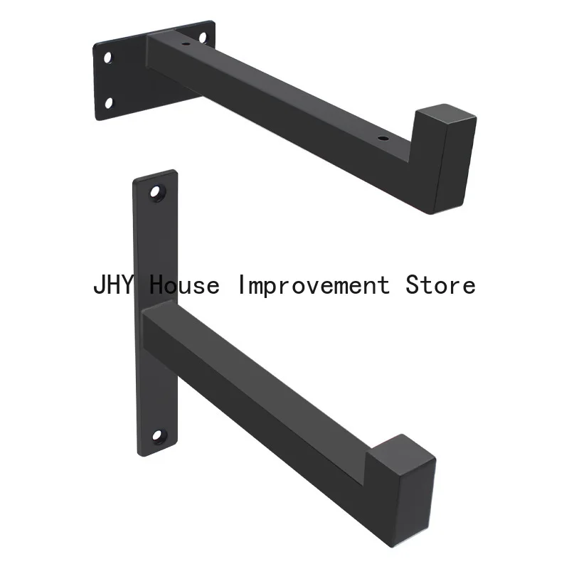 

2 шт. черные настенные кронштейны из кованого железа для однослойных полок, металлические опоры для деревянных перегородок, мебельные кронштейны для полок