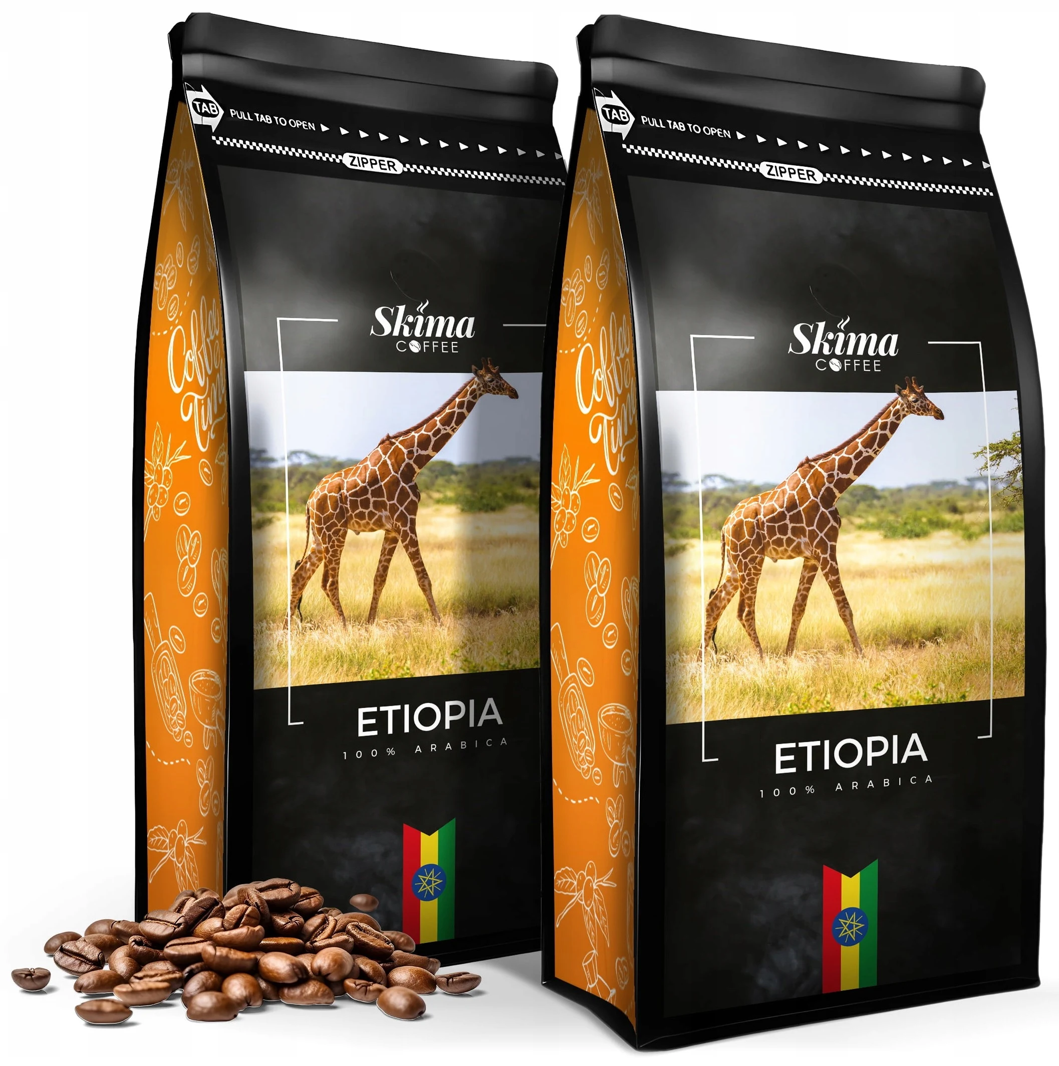 Kawa ziarnista 2x1kg ETIOPIA 100% ARABICA Świeżo Palona do ekspresu +GRATIS