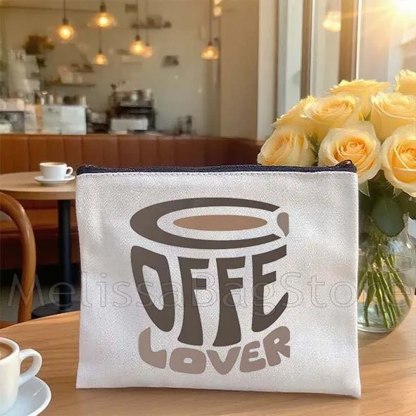 Coffee Art Fashion Printed Cosmetic Bags Toiletries Organizer School Daily Pencil CasesOutdoor Practical Makeup Bag Female Bags