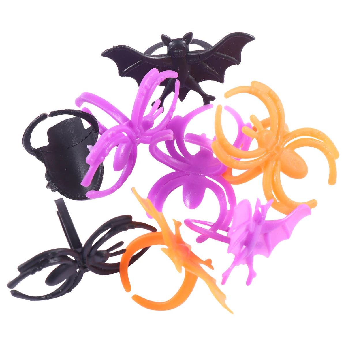 

3pcs Plastic Bat Skull Spider Shape Halloween Party Favors Finger Jewelry Festival Decoration Animal Pattern for Kids