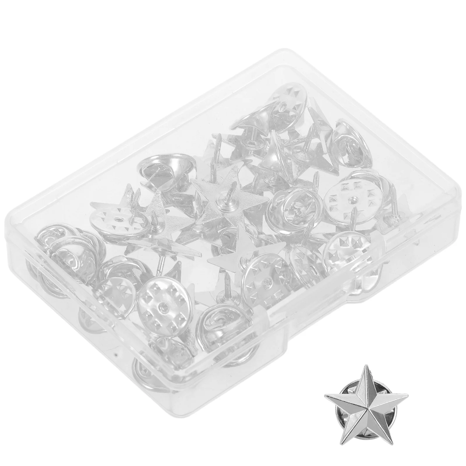 1 set 1 Set Silver Five-Pointed Star Pin Brooch Lightweight Patriotic Lapel Badge For Clothes Hats Backpacks Independence Day