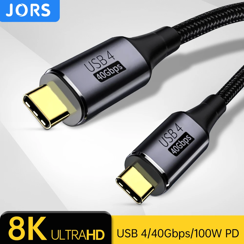 JORS USB C إلى نوع C كابل بيانات Thunderbolt 4 3 40Gbps 100 واط شحن سريع 8K 60Hzfor المحمول القرص الصلب ماك بوك برو الهاتف المحمول