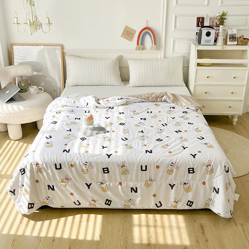 

Summer Cool Quilt Home Textiles Soft Skin-friendly Children's Air Conditioning Quilt Double Blanket Thin Comforter Washable