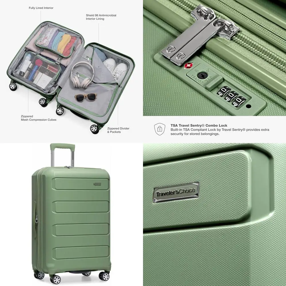 

Expandable Hardshell Spinner Luggage, Green, 30-Inch Large