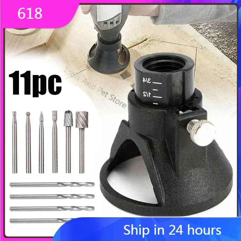 11Pcs Dedicated Locator Horn Fixed Base Wood Milling Cutter Set With Drill Bits For Dremel Rotary Tools Power Tool Accessories