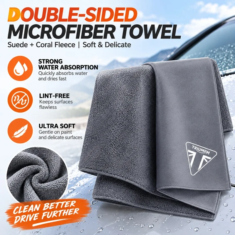 Motorcycle Badge Strong Water Absorption Cleaning Towel For Triumph Trident 660 Speed Triple 1050 Tiger 800 900 1200 Street 675R