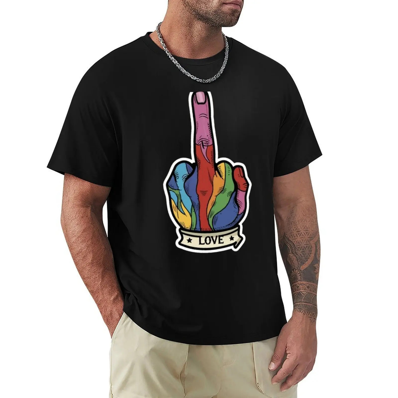 Love Hippie Sabotage Trippy Finger Colorful Humor Popart Pothead Style T-Shirt Quick Dry Outdoor Sports T-Shirt