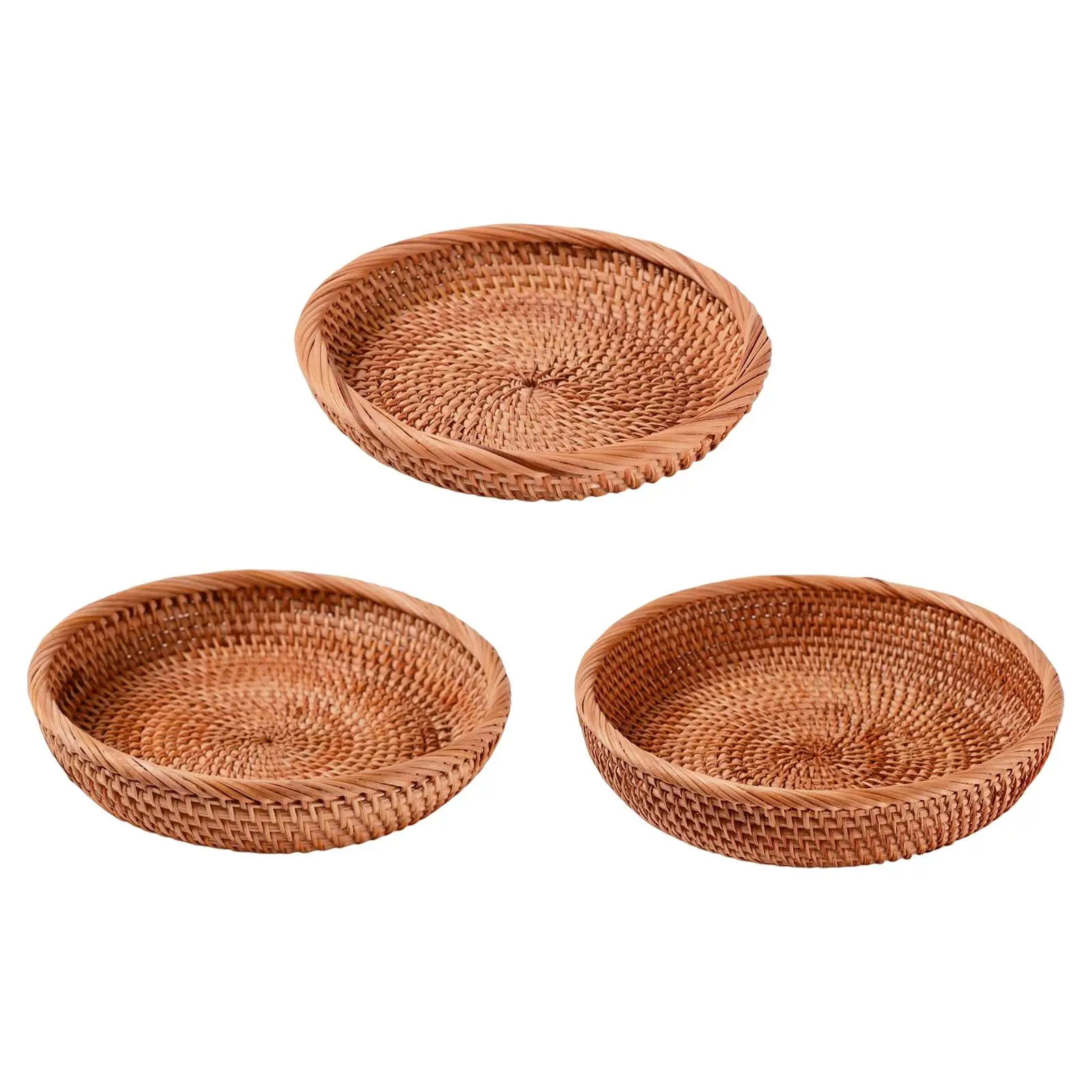 

Wicker Tray Tabletop Decorative Food Serving Basket Handwove Wicker Bread Basket Wicker Bowl for kitchen Fruit Home Keys