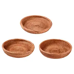 Wicker Tray Tabletop Decorative Food Serving Basket Handwove Wicker Bread Basket Wicker Bowl for kitchen Fruit Home Keys