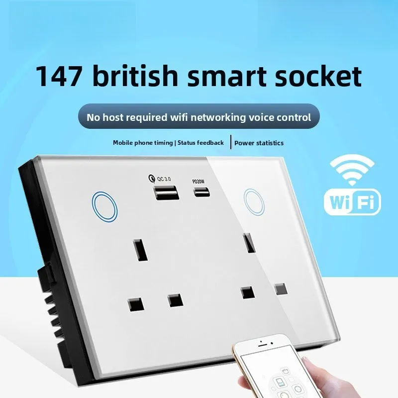 

Smart socket WIFI graffiti 147 British socket Zigbee switch socket remote control USB fast charging concealed installation