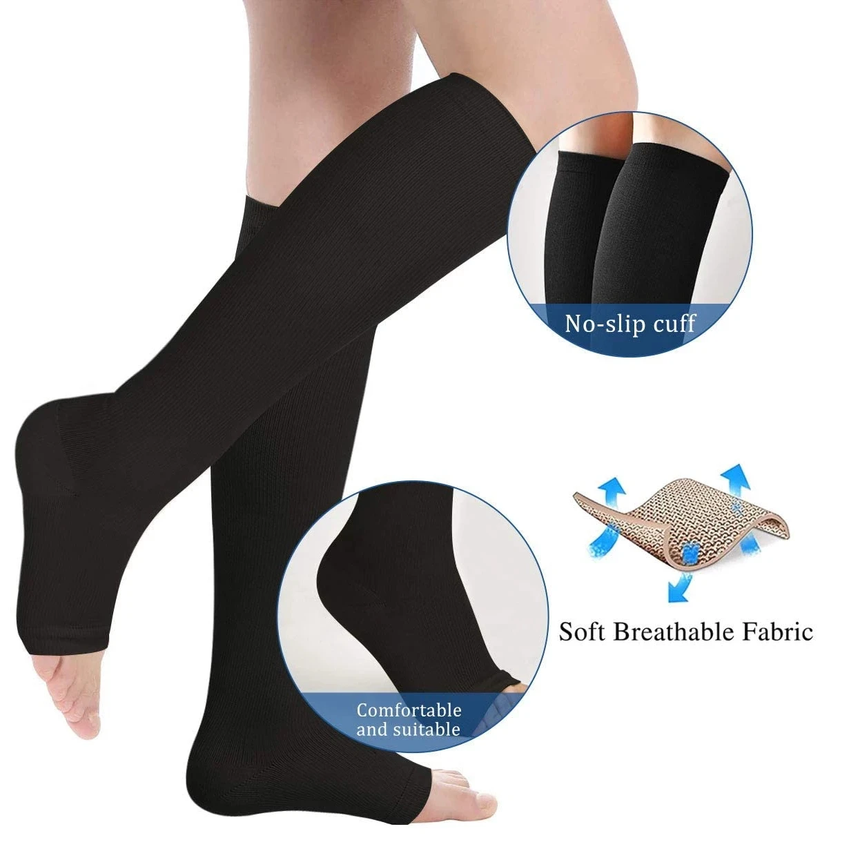 1 Pair Toeless Compression Socks S-XXL Unisex Calf Support Socks Relieve Fatigue For Standing Sports
