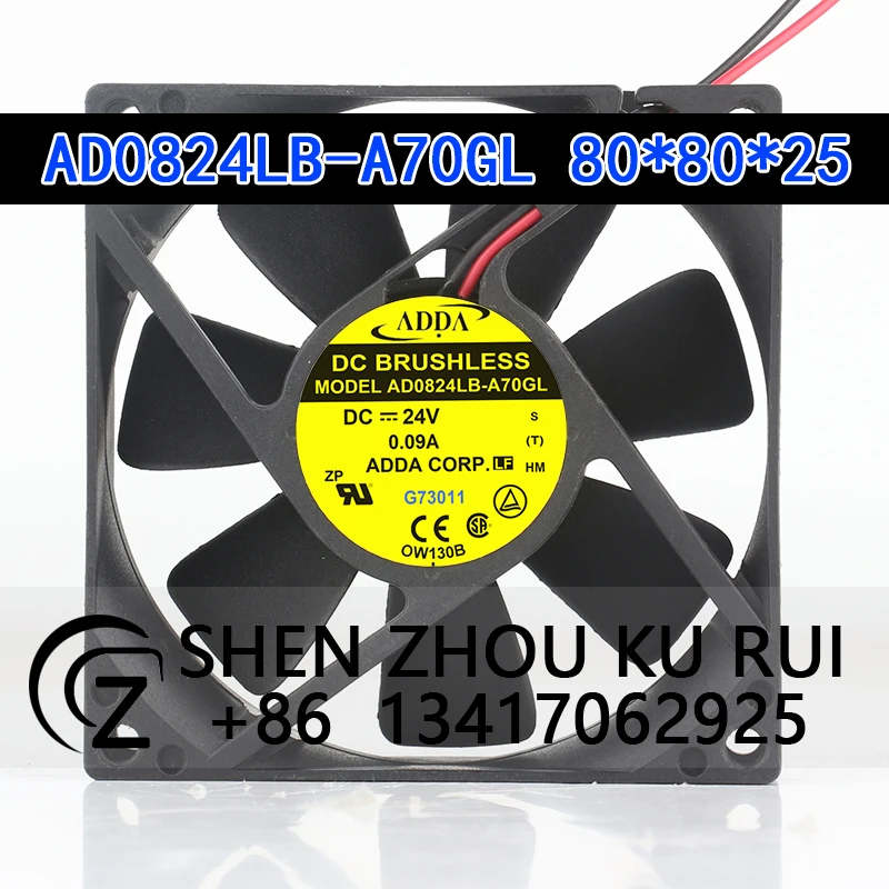 ADDA 8025 24V 0.09A Elevator inverter double ball cooling fan AD0824LB-A70GL/AD0824LS-A70GL 80X80X25MM cooling fan