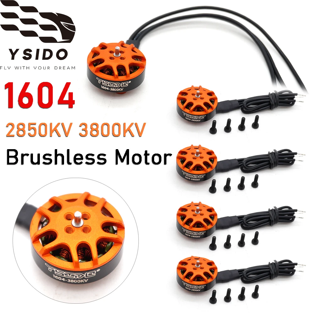 

4 шт. RC FPV Drone Part 1604 Бесщеточный двигатель 2850KV 3800KV 3-4S 1,5 мм Вал 9*9 мм Отверстия для RC 3,5 "FPV гоночных дронов для фристайла