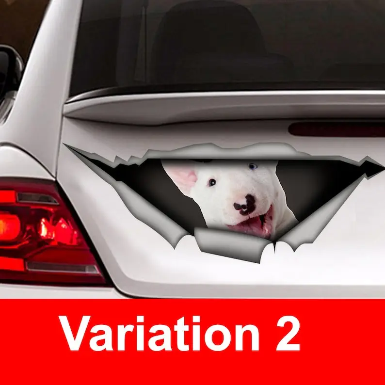 Bull Terrier car decal , 3d decal, car decoration, pet decal, dog sticker, dog decal