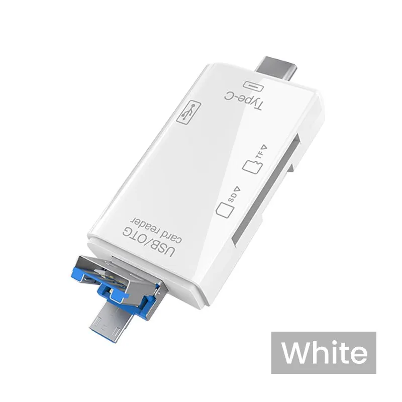 Tutew 6 in 1 Multifunction OTG SD Card Reader USB2.0 Type-C/TF/SD Memory Card Smart Cardreader for Laptop Accessories Adapter
