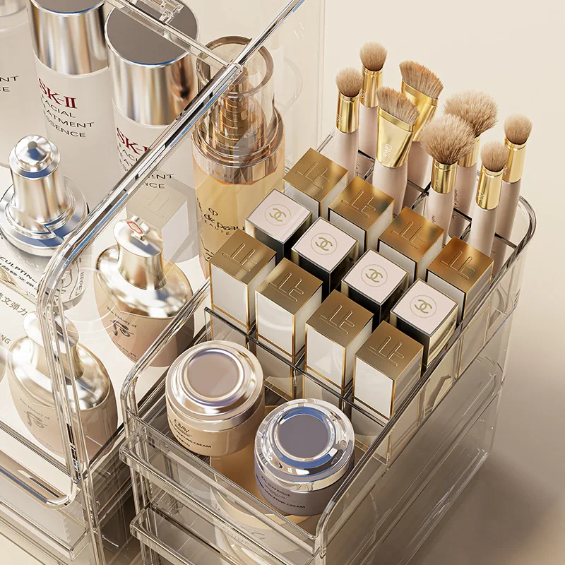 Cosmetics storage box light luxury desktop dustproof lipstick bedroom dresser transparent acrylic