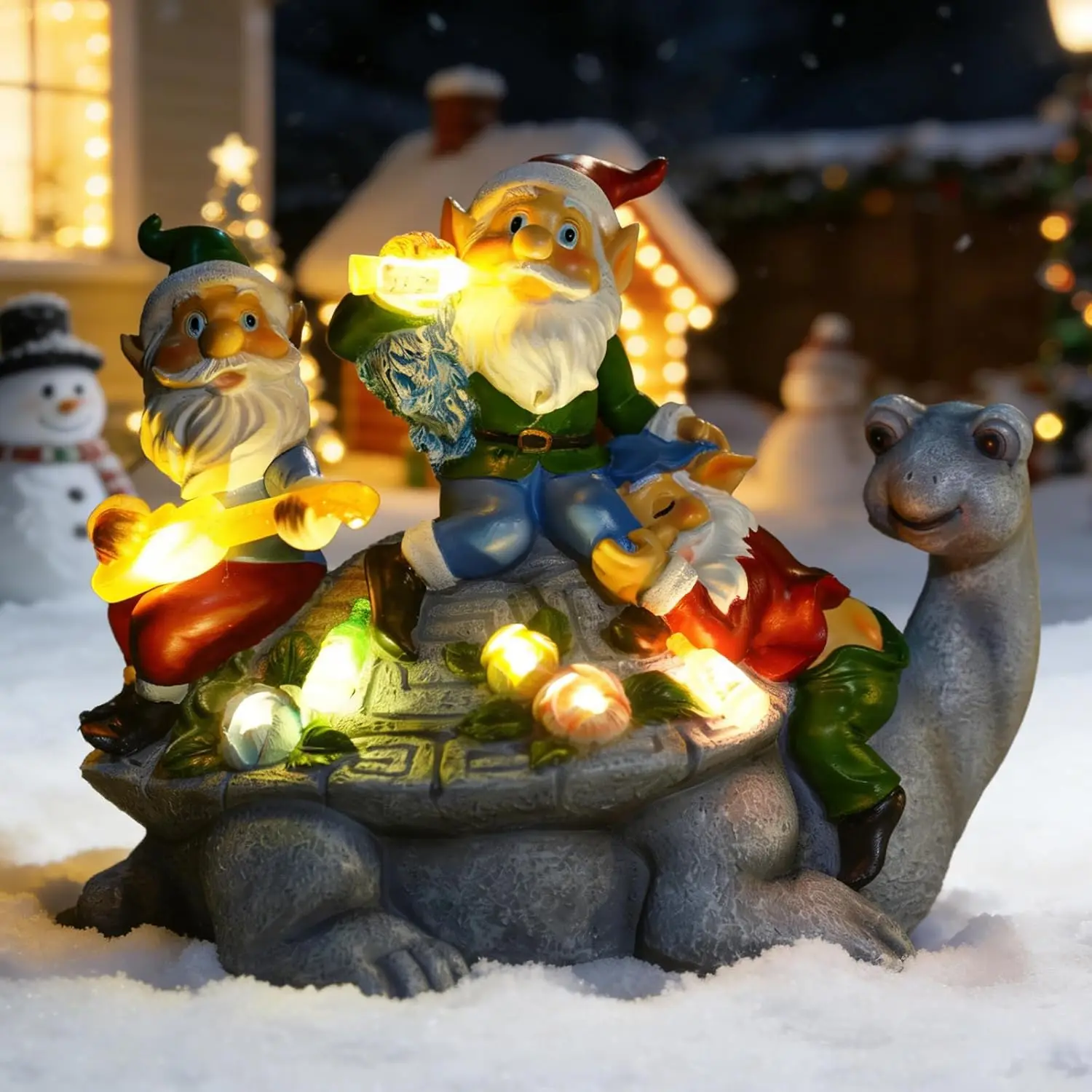 تمثال التماثيل للحديقة بالطاقة الشمسية مع سلحفاة، ديكور خارجي لساحة فناء الحديقة، هدية فريدة من نوعها