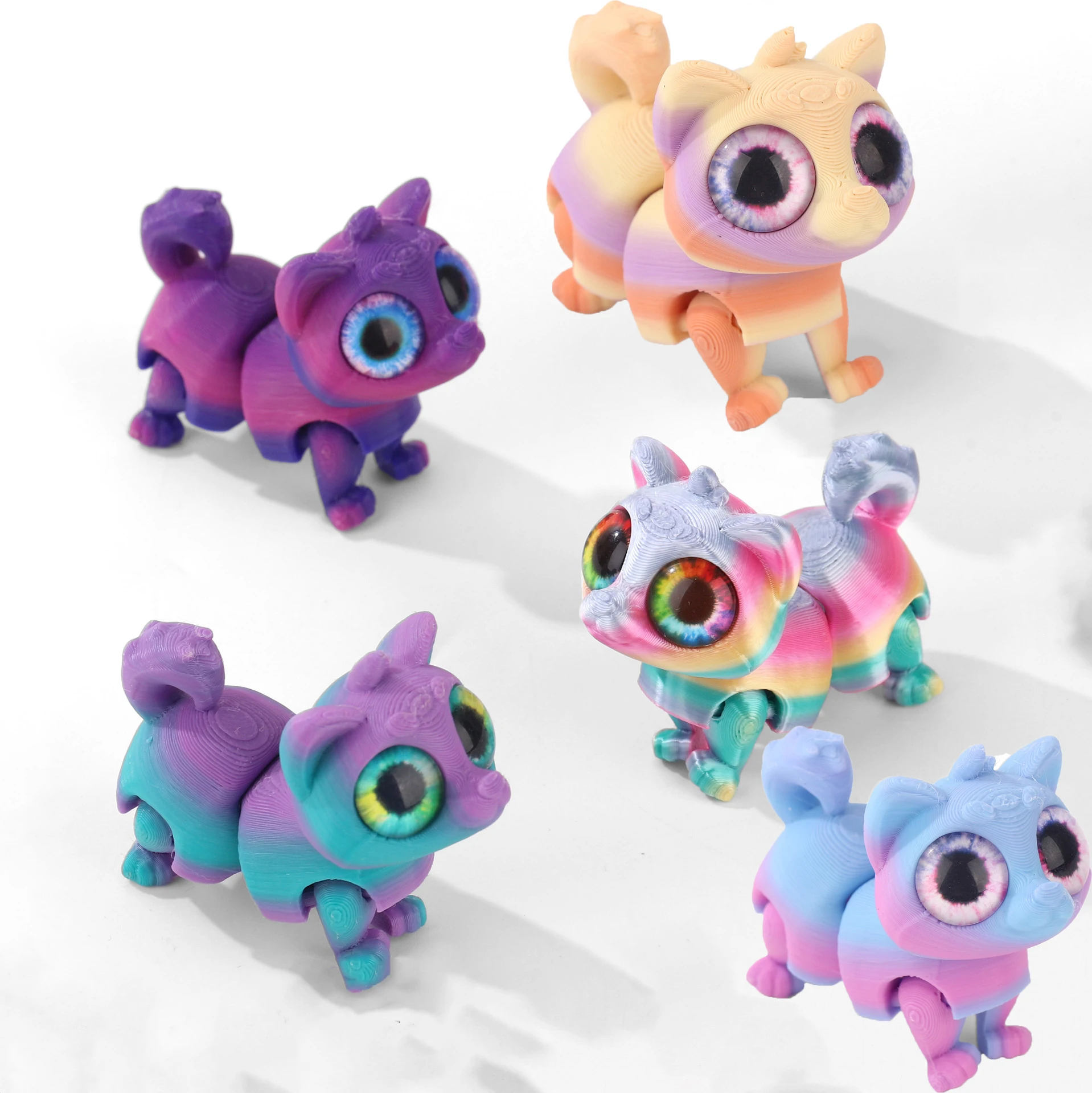 Figure di cani stampate in 3D Giocattoli animali Simulazione mobile multi-giunto Occhi Agitarsi Giocattolo Ornamento per la casa Accessori Decorazioni da scrivania Regalo per bambini