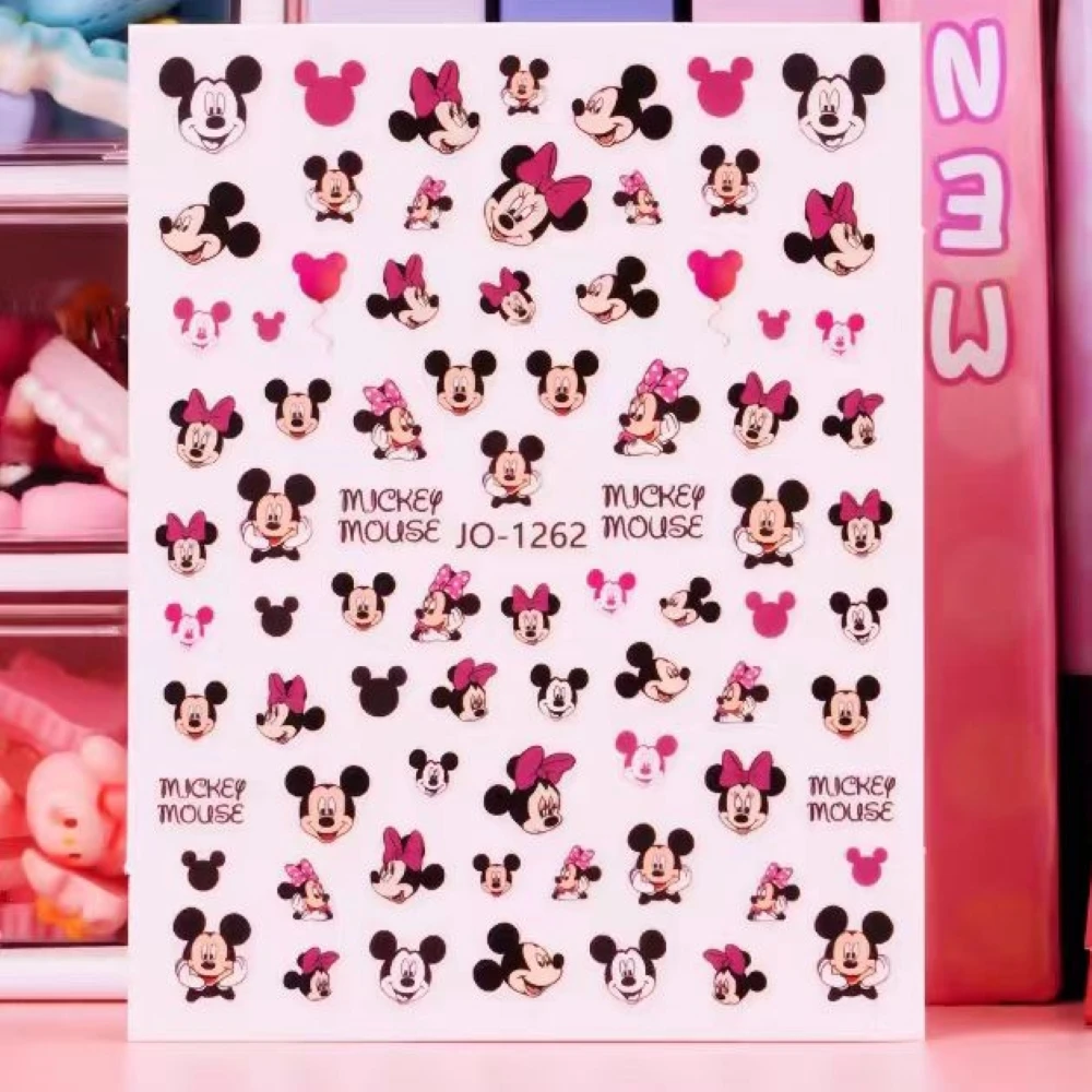 1 sheet Mickey Minnie Disney New Cartoon Nail Art Stickers Nail Decals for Manicure fashion Design DIY Happy Accessories