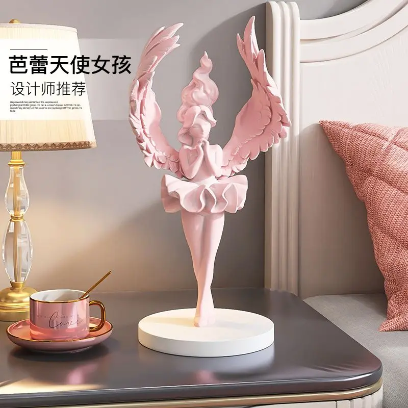 

European-style Angel Girl Ornaments Light Luxury High-end Living Room Entrance Table Decoration Girl Sculpture Craftsmanship