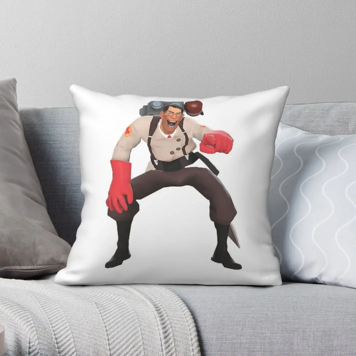 Team Fortress 2 Tf2 Medic Laugh Square Pillowcase Polyester Linen Velvet Printed Zip Decor Pillow Case Room Cushion Cover