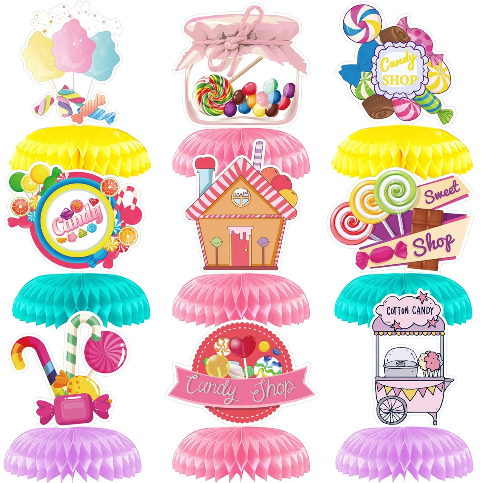 9 Pieces Lollypop Honeycomb Centerpieces Table Toppers For Birthday Parties