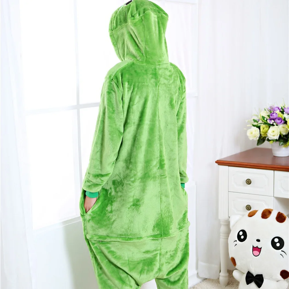 Halloween Frog Custume Adult Anime Unisex Women's Onesie Pajamas Plush One Piece Cosplay Suit Role Playing Animal One Piece Suit