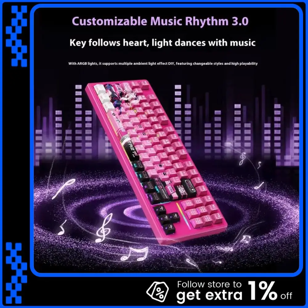 

Xinmeng S87 PRO Wireless Bluetooth Mechanical Keyboard Dual 8K PC Gaming Office Low Latency Hot Plug ARGB Keyboard Gift PC