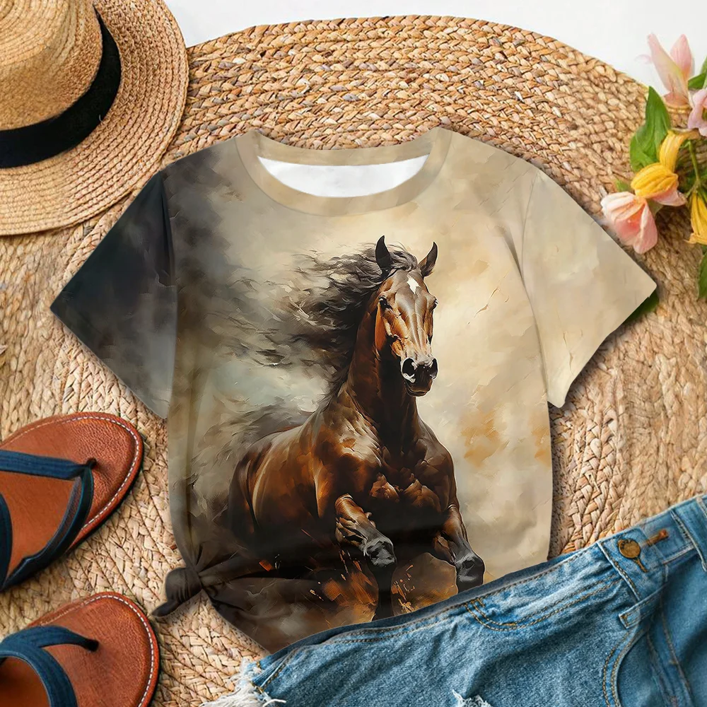 تي شيرت نسائي صيفي رائج البيع لعام 2025 أنيق مطبوع ثلاثي الأبعاد بأكمام قصيرة تي شيرت نسائي ملابس الشارع