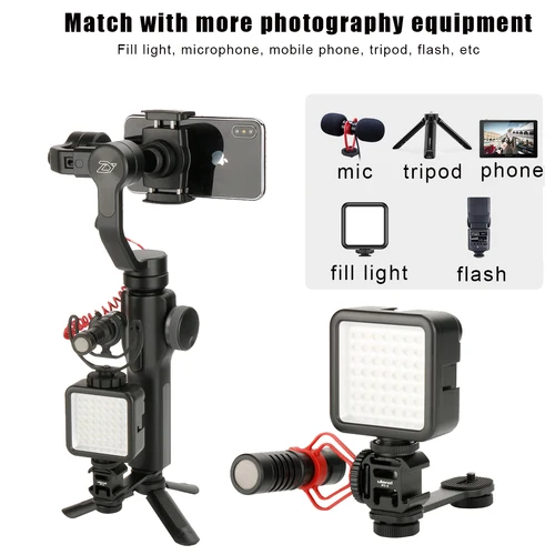 Imagen 2 del producto Ulanzi PT-3 Triple adaptador de montaje de zapata barra de extensión de micrófono para Zhiyun Smooth 4 DJI Osmo accesorios de montaje de cardán de bolsillo
