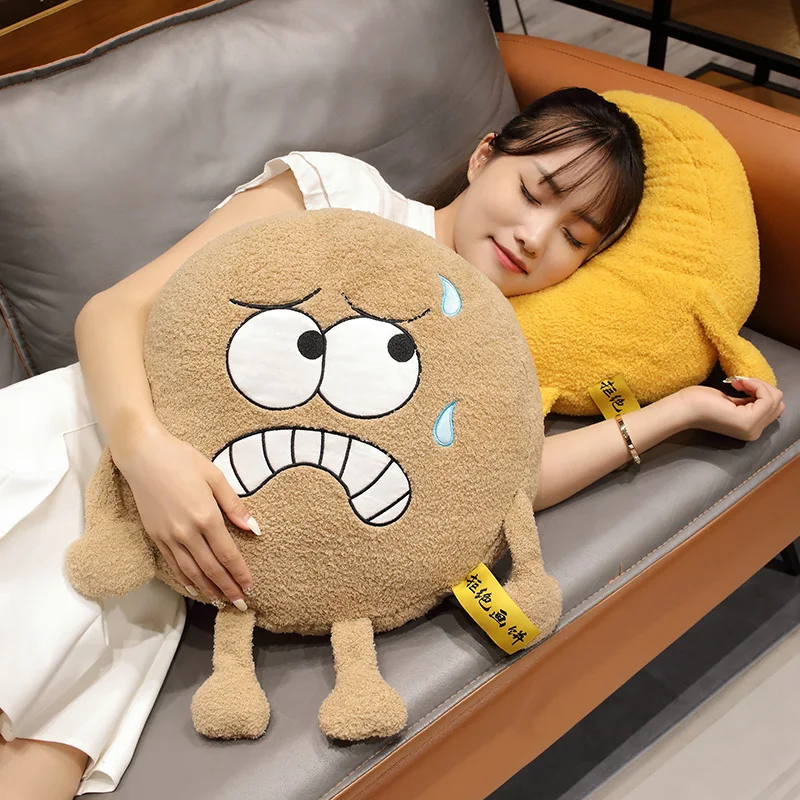 Funny Emoticon Chocolate Biscuits Plush Toys Creative Stuffed Food Round Ball Cookies Throw Pillows Snack Soft Cushion HomeDecor