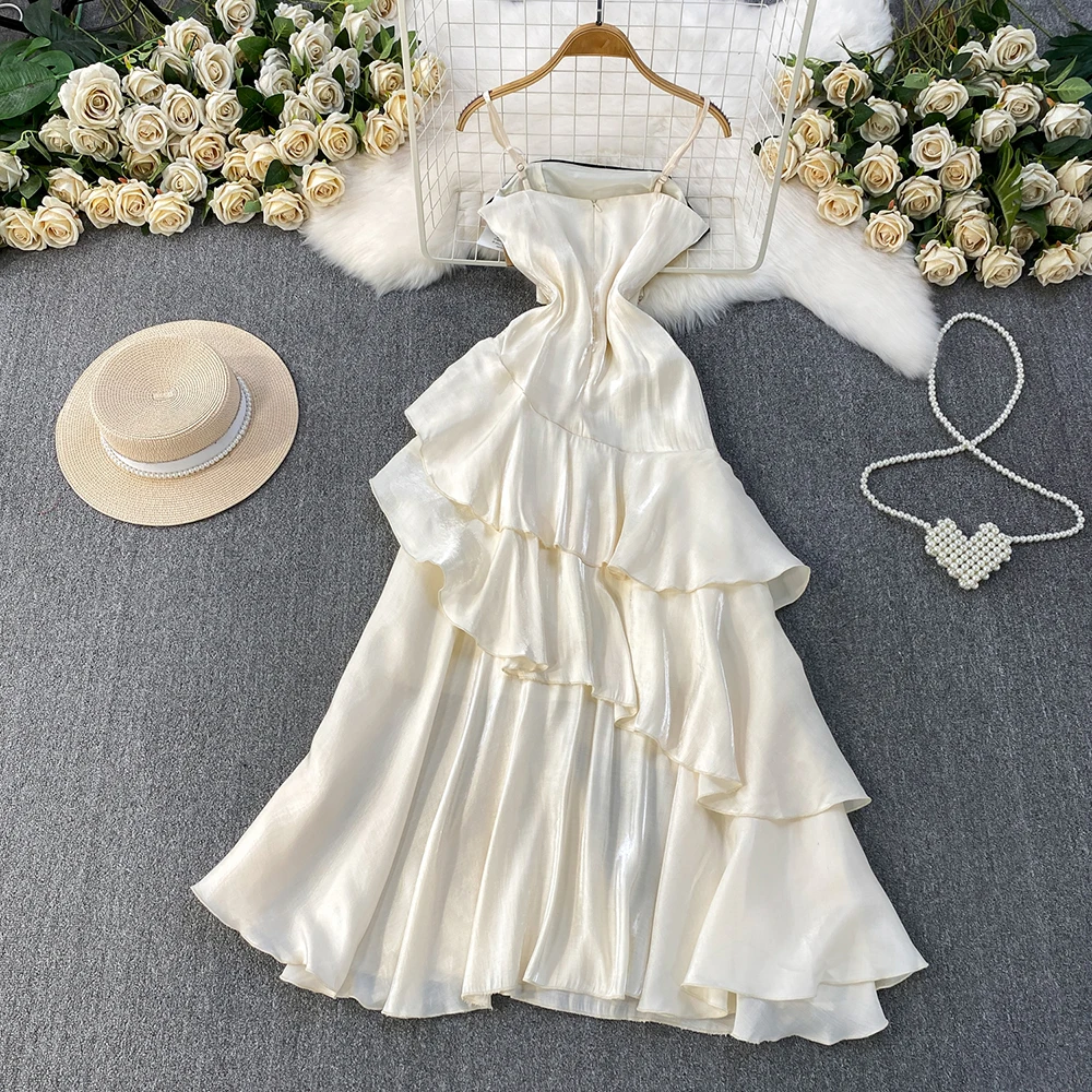 فساتين شيفون أنيقة من TWOTWINSTYLE للنساء بياقة مربعة بدون أكمام بخصر عالٍ فستان نسائي جديد KDR553145 #2