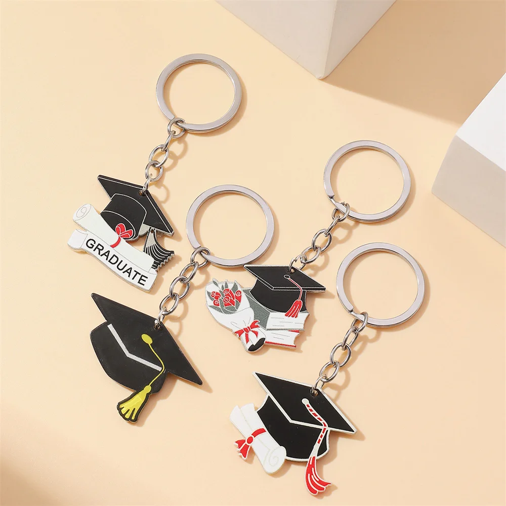 Graduation Ceremony Keychain Creative Doctor Hat Book Keychains Fashion Pendant Gifts for Friend Student Teachers Party Favors