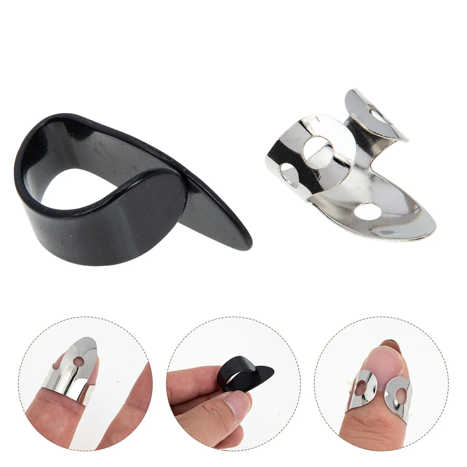 

1Set Adjustable Metal Guitar Finger Picks Durable Comfortable Small Lightweight Easy Store Suitable Beginners Professionals