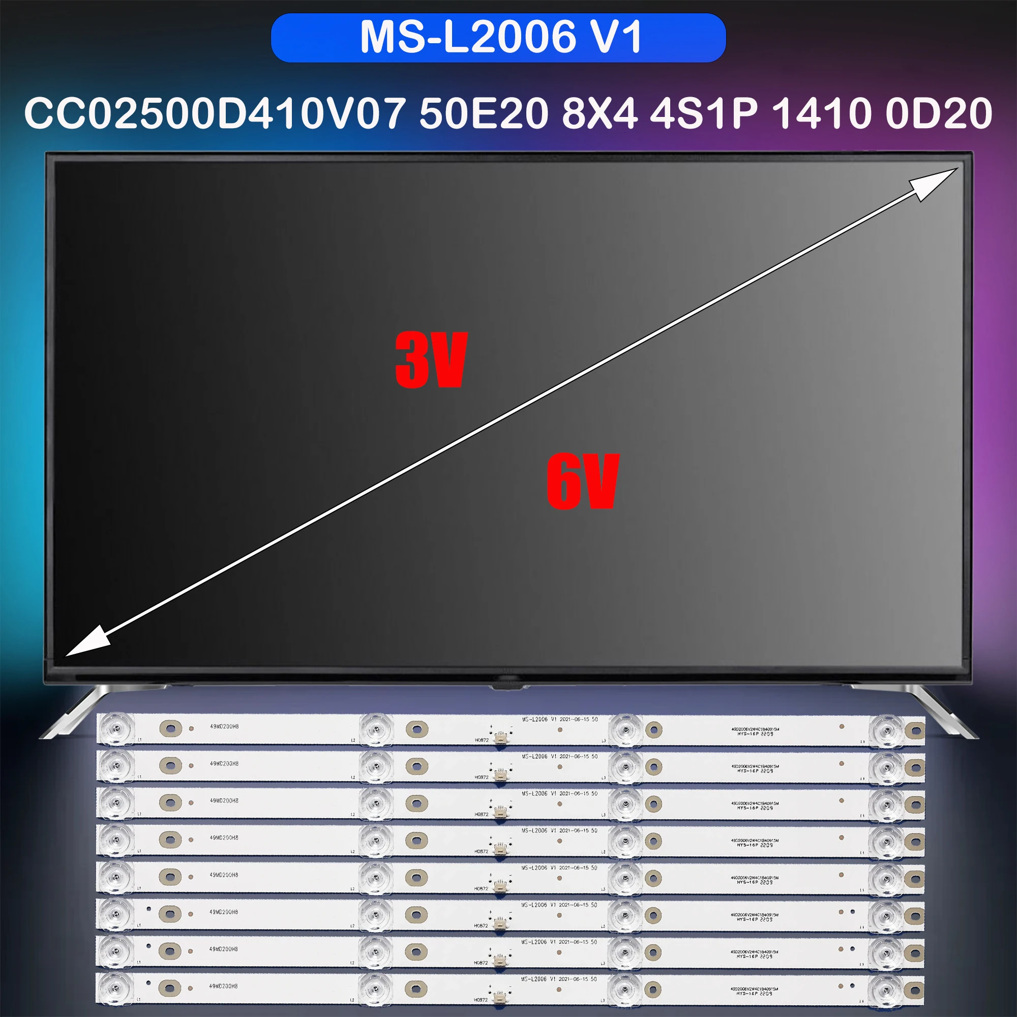 

LED Backlight strip For SW-LED50U303 LED50HD520 LED50HD890 DM-LED50U303BS2 CF-50FA9 MS-L2006 V1 MS-L2327 V1 CC02500D410V07