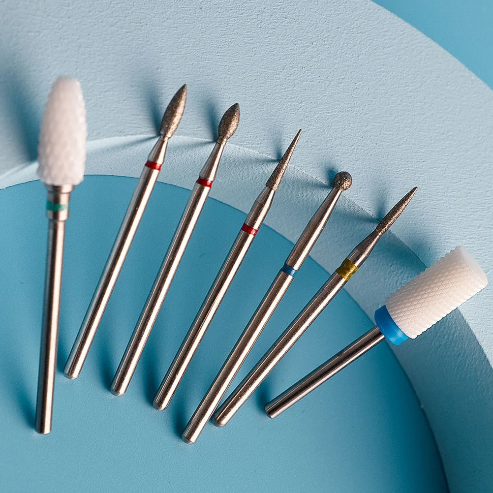 7 個のネイルドリルビットアクリルネイル用使いやすい耐久性のあるポータブルキューティクル除去ジェルポリッシュマニキュアネイルドリルビット