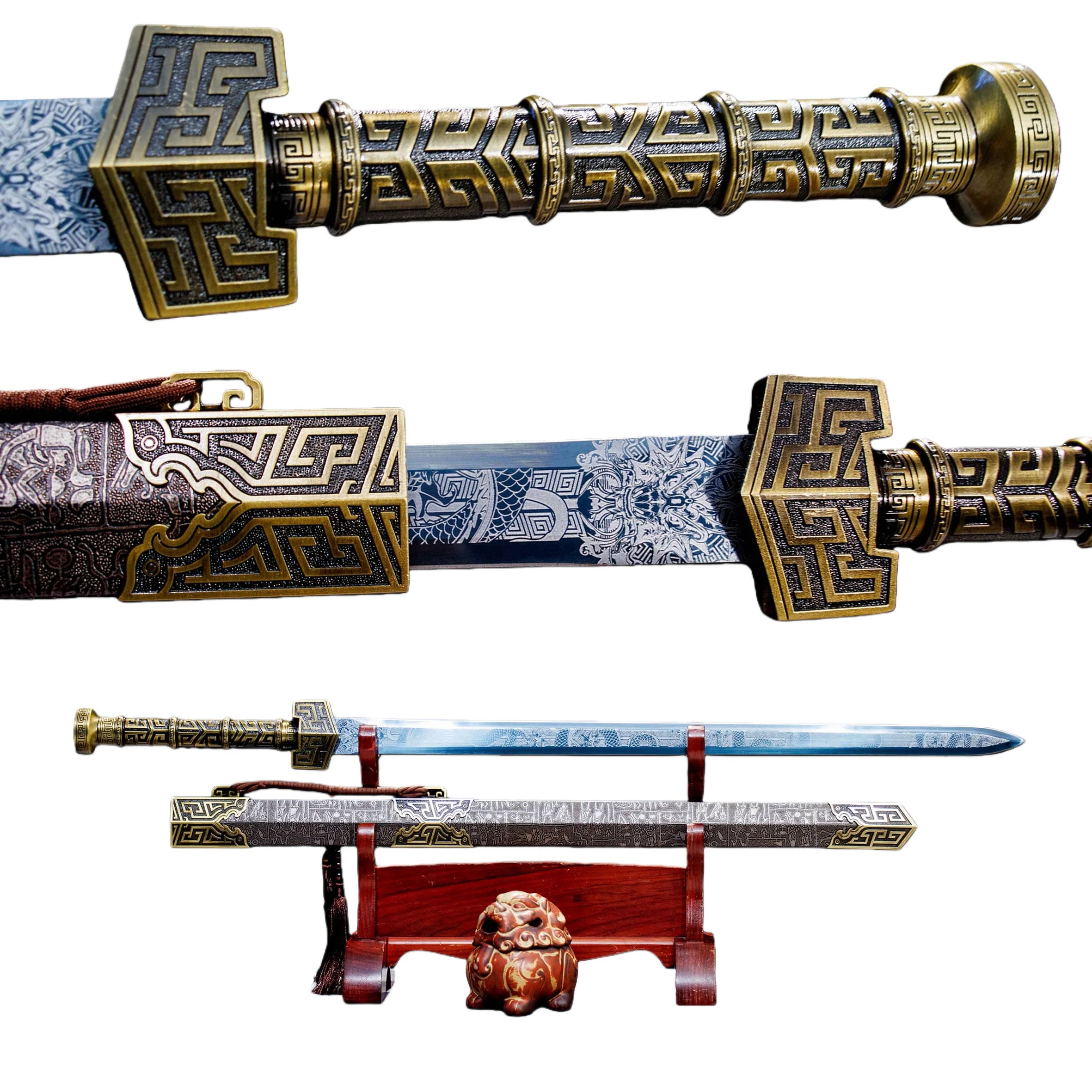 103cm cosplay blue dragon sword battle preparation. Sharp. Samurai sword with full tang. Katana. Ninja. Martial arts enthusiast'