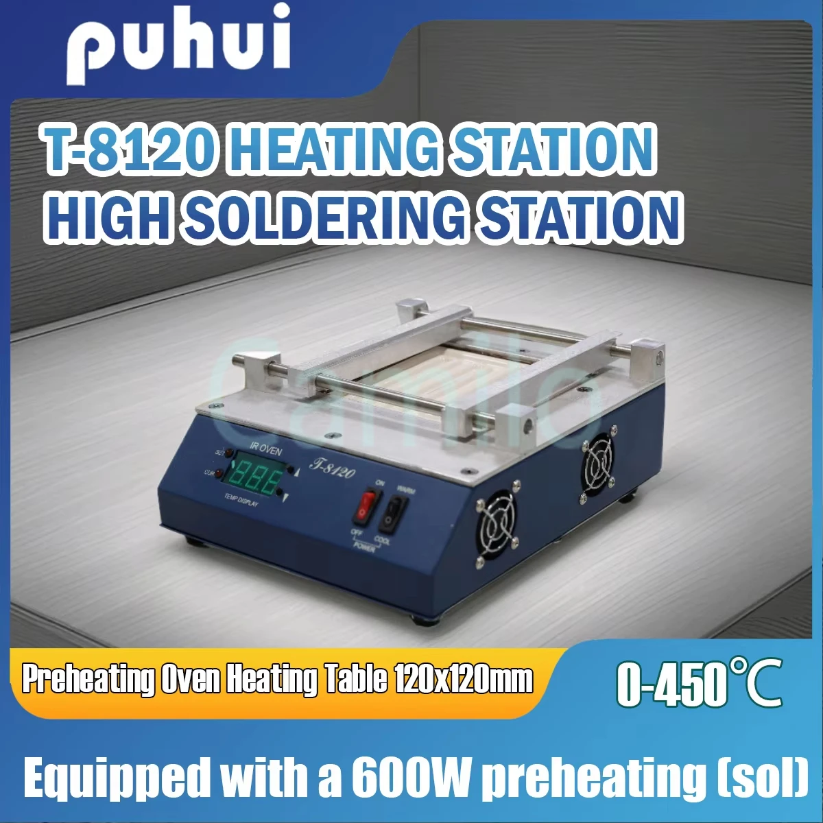 PUHUI T-8120 BGA Preheater IR Preheating Oven Rework Station Soldering Repair Tool Kit for IC Chip PCB Welding