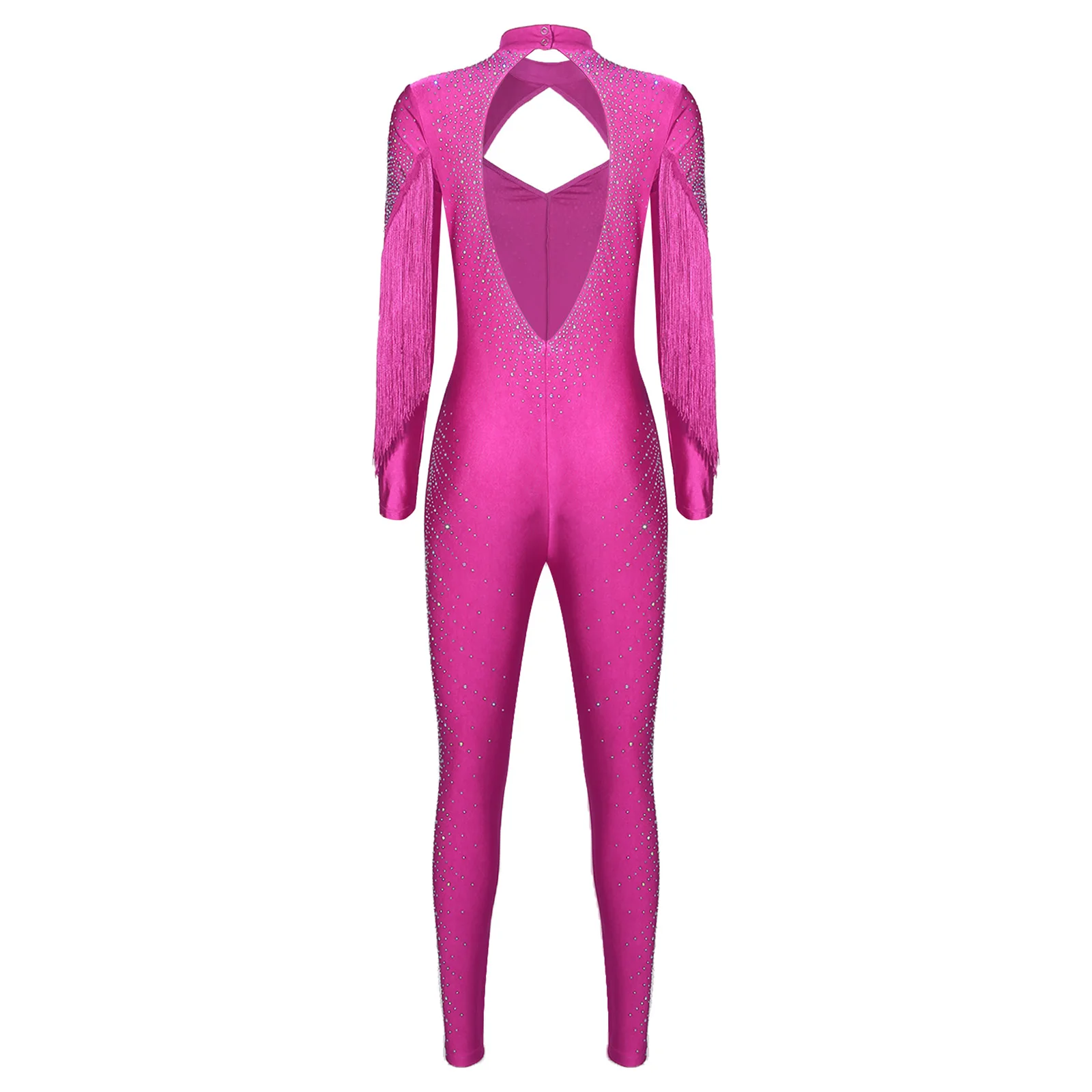 إمرأة الجمباز الفني الشكل التزلج زي الباليه الرقص Unitards بذلة لامعة حجر الراين شرابة ارتداءها السروال القصير