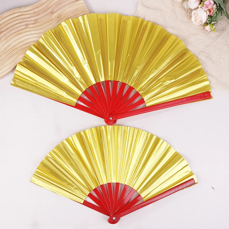 8/10 Inch Double-sided Gold Laser Fan Chinese Tai Chi Fan Holographic Folding Fans Kung Fu Fan Concert Bar Party Decoration Fans