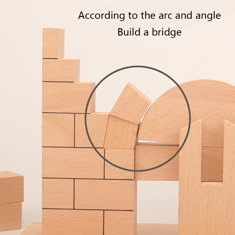 F19F 1Set Interactive Wooden Roman Arch Bridge Stacking Block Toy Stimulation Blocks Tumble Game Stacking Block Wooden Block