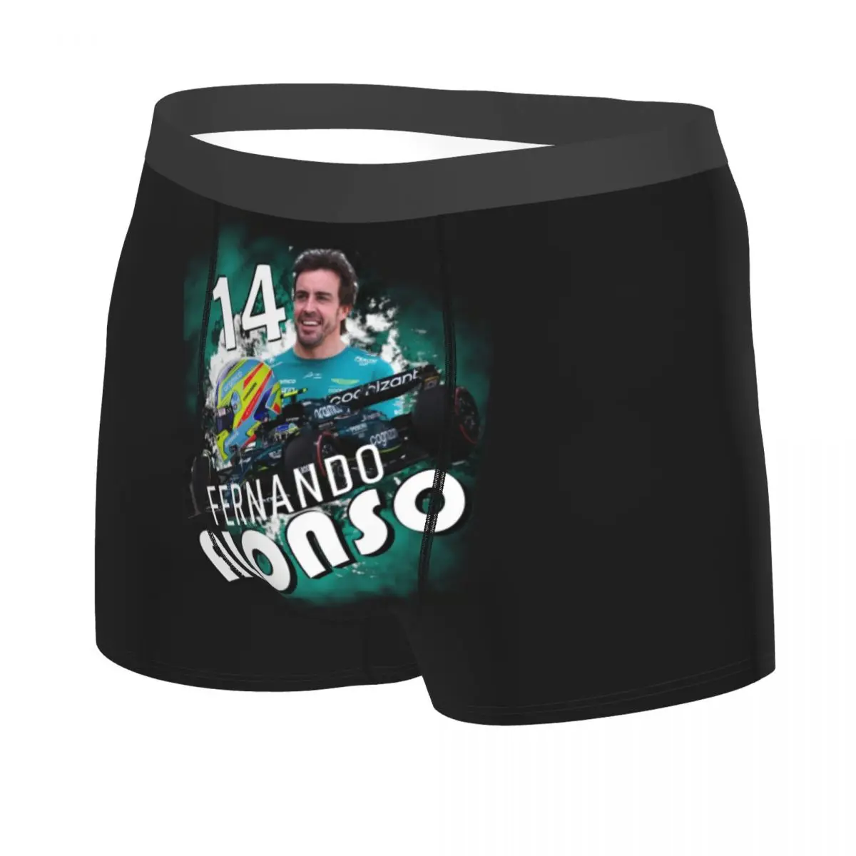 Custom Male Novelty Alonso Motor Racing Underwear Fernando Sports Car Boxer Briefs Stretch Shorts Panties Underpants