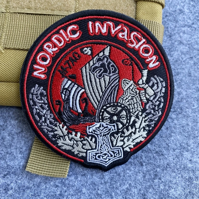 Nordic Invasion Morale Badge Embroidery on Clothes Patches See You in Valhalla Backpack Tactical Stickers Accessories Emblems