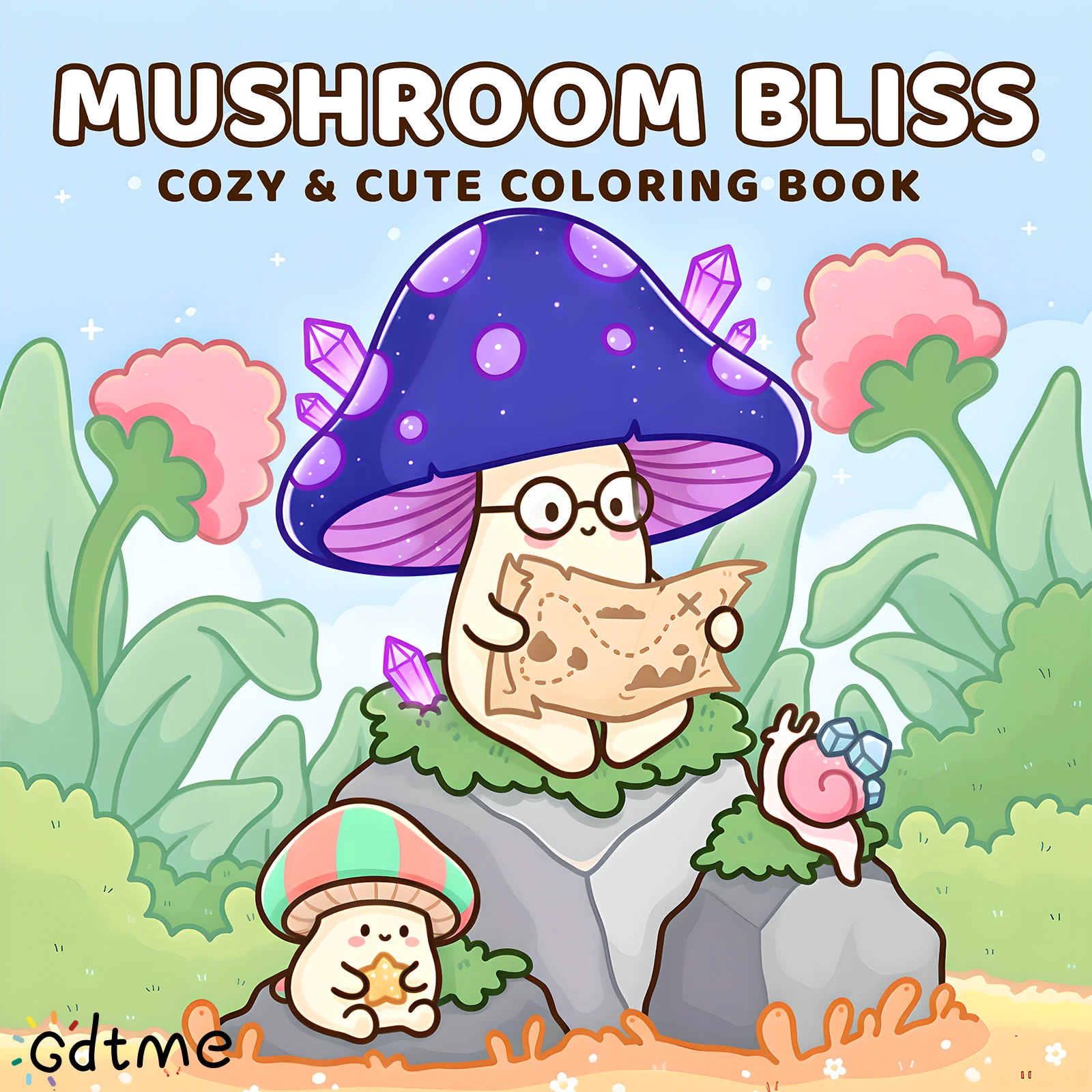 MUSHROOM BLISS Bold-easy Patterns Coloring Book for Adults Cute Drawing Book Perfect Gift for Party and Birthda