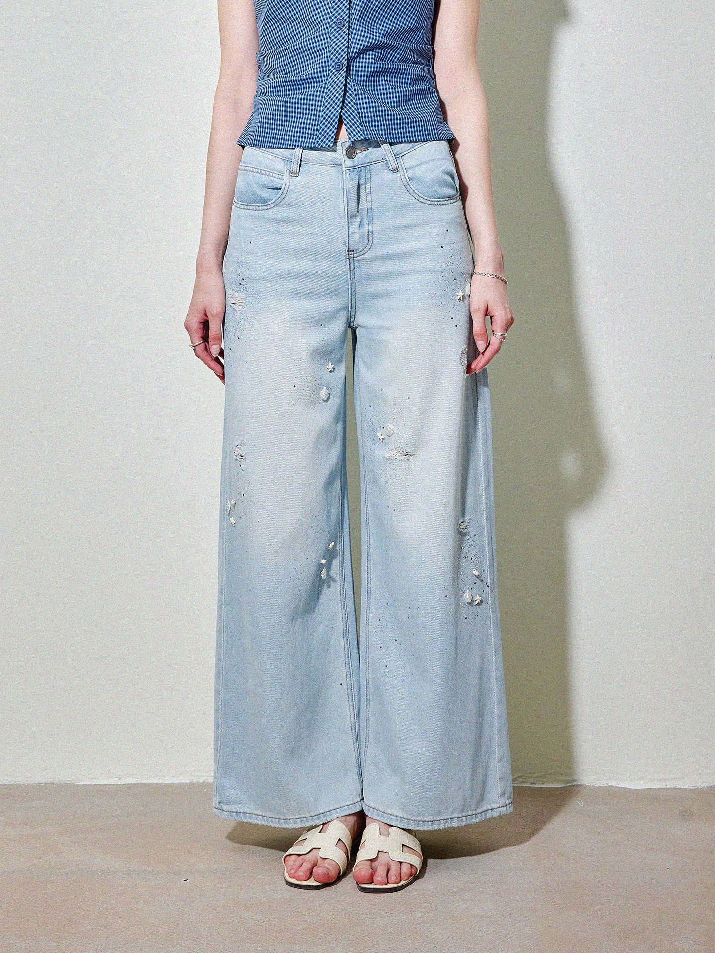 

Летние женские свободные джинсы NELAL ell Star из лиоцелла, рваные, повседневные, с высокой талией, на молнии