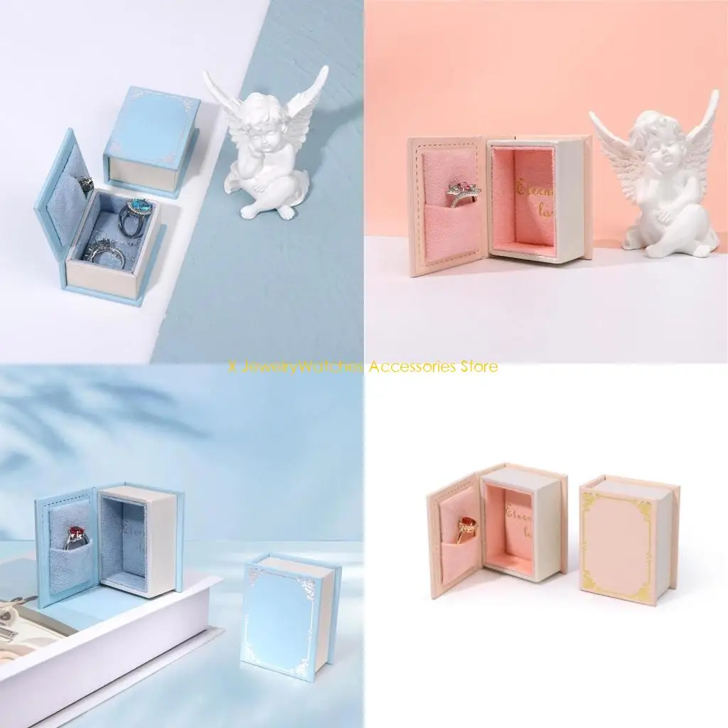 

31KD Vintage Book Shaped Jewelry Storage Box Portable for Rings Pendants and Studs Earrings With Closure Designs